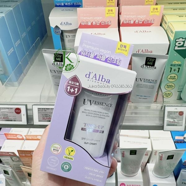 Kem Chống Nắng D'Alba Essence Waterfull Tone Up PURPLE Correcting Sun Cream SPF50+ PA++++