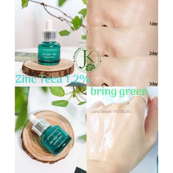 Tinh Chất Kẽm Giảm Dầu Mụn Se Khít Lỗ Chân Lông Bring Green Zinc Teca 12% Blemish Serum 25ml