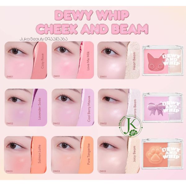 Má Hồng Dạng Kem Kèm Highlight Black Rouge Dewy Whip Cheek And Beam 11.5g