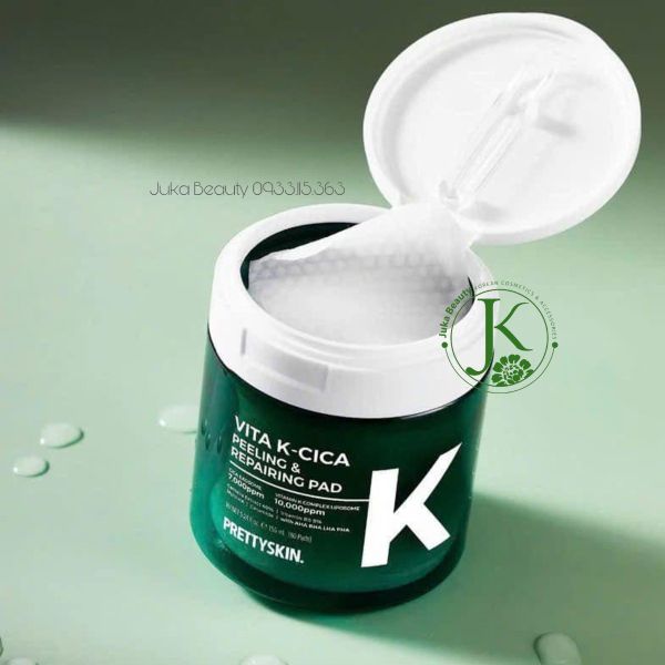 Toner Pad Làm Dịu, Giảm Mụn, Căng Bóng Da PrettySkin Vita K Cica Peeling & Repairing Pad (80 PADS)