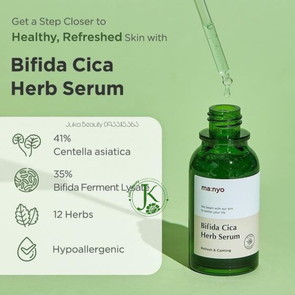 Tinh Chất Rau Má Phục Hồi Da Ma:nyo Bifida Cica Herb Serum 50ml