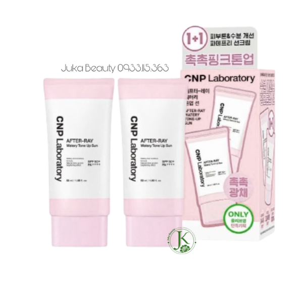 (Hồng Nhạt Tách Set K Hộp) Kem Chống Nắng CNP After Ray Watery Tone Up Sun SPF50+ PA++++ 50ml