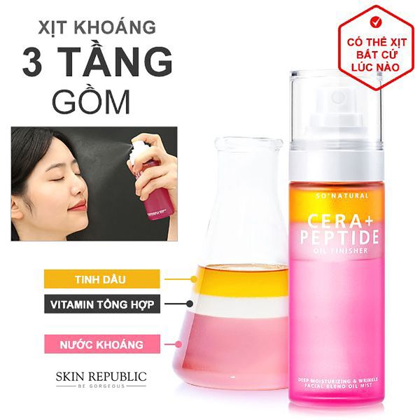 Xịt khoáng 3 tầng căng bon So'Natural Cera + Peptide Oil Finisher 80m –  Juka Beauty