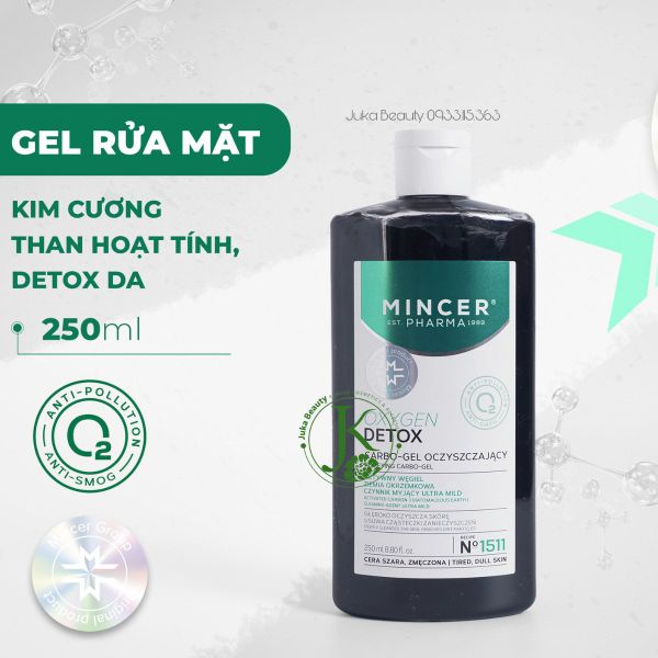 Sữa Rửa Mặt Kim Cương Than Hoạt Tính Detox Da Mincer Pharma Oxygen Purifying Carbo-Gel 250ml