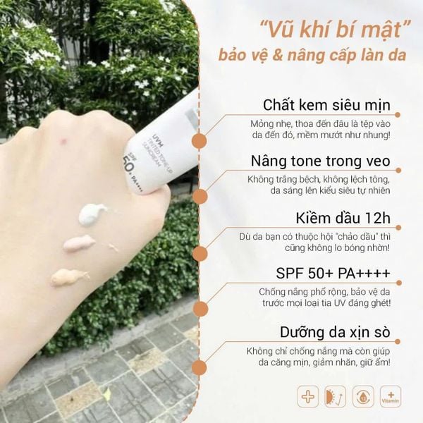(3 dòng) Kem Chống Nắng Nâng Tone, Kiềm Dầu Biomeek UVM TONE UP Suncream SPF50+ PA++++ 30ml