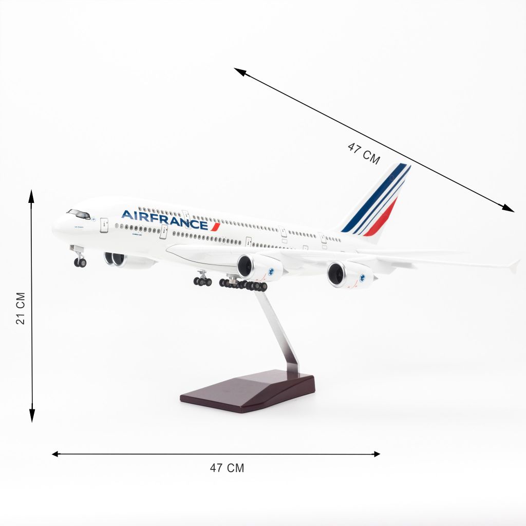 Mô hình máy bay lắp ráp có đèn led Air France Airbus A380 47cm Everfly