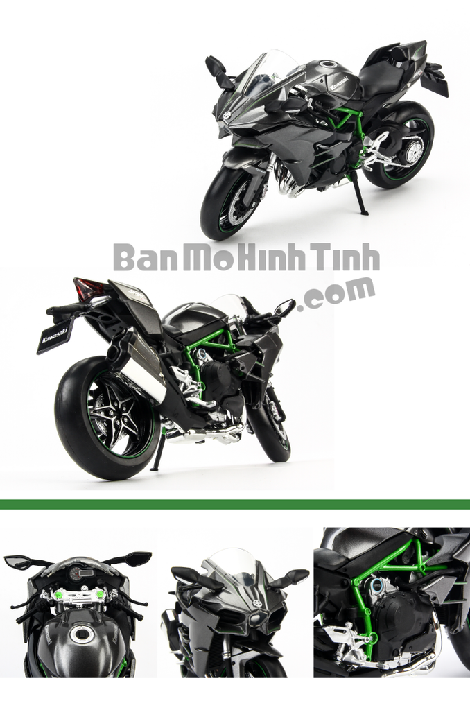 Mô hình xe mô tô Kawasaki H2 Black 1:12 Joycity
