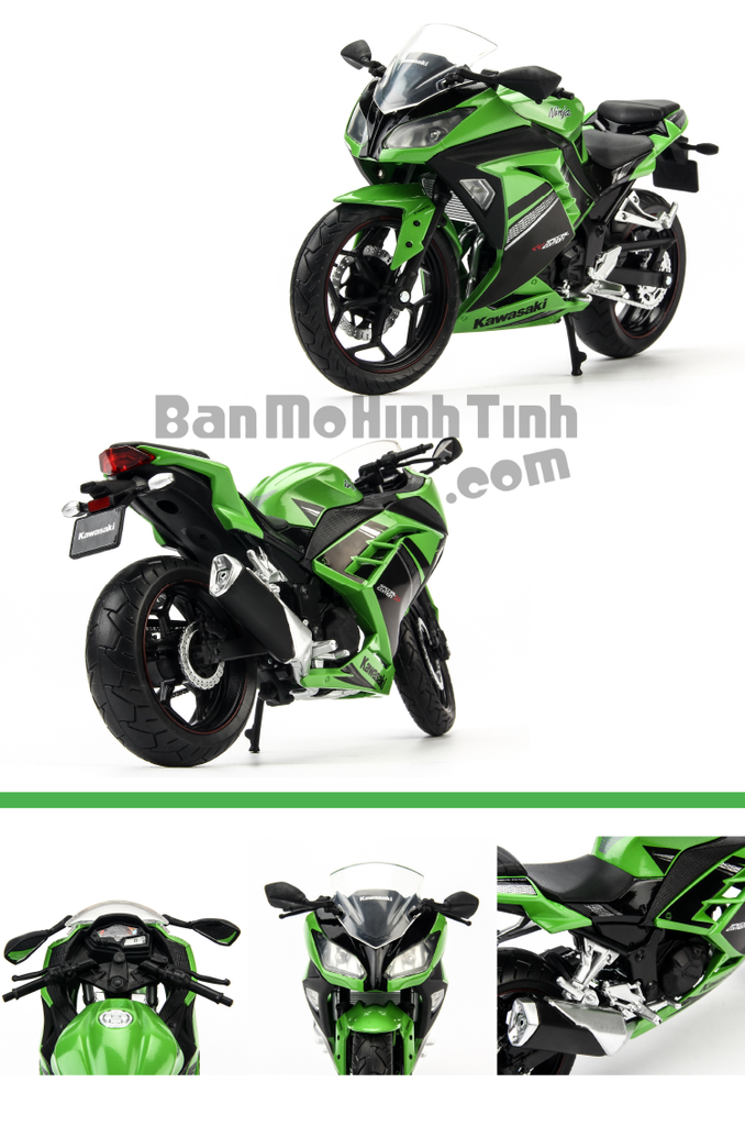 Mô hình xe mô tô Kawasaki Ninja 300 Green 1:12 Joycity