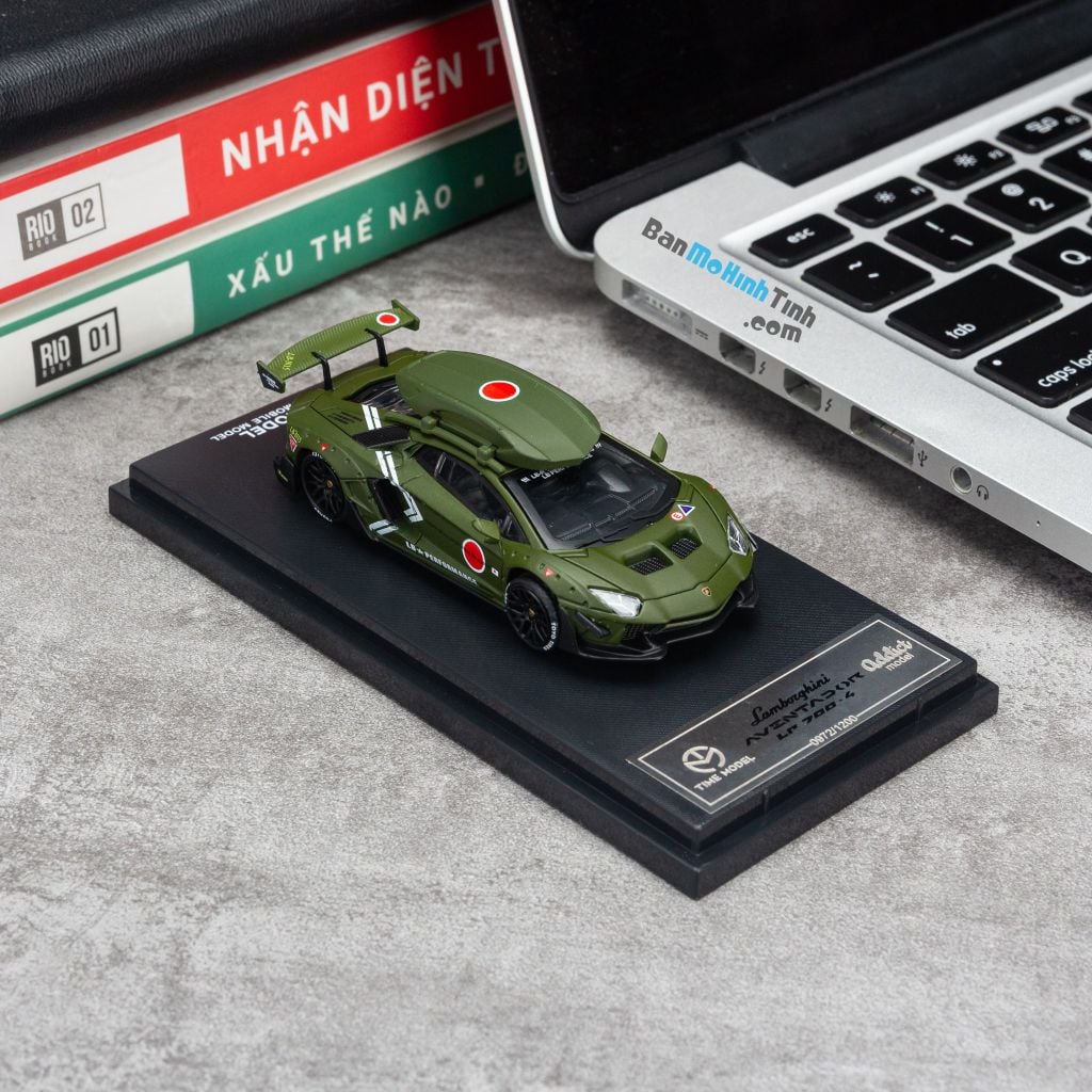 Mô hình xe Lamborghini Aventador LP700-4 1:64 Time Model - Addict Matte Green