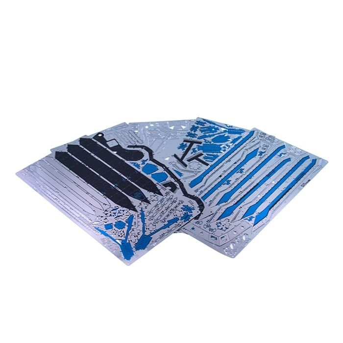 Mô hình kim loại lắp ráp 3D The Leader Ship No.01 (Thuyền Chiến Phi Cơ) (Silver, Blue) Microworld MP824