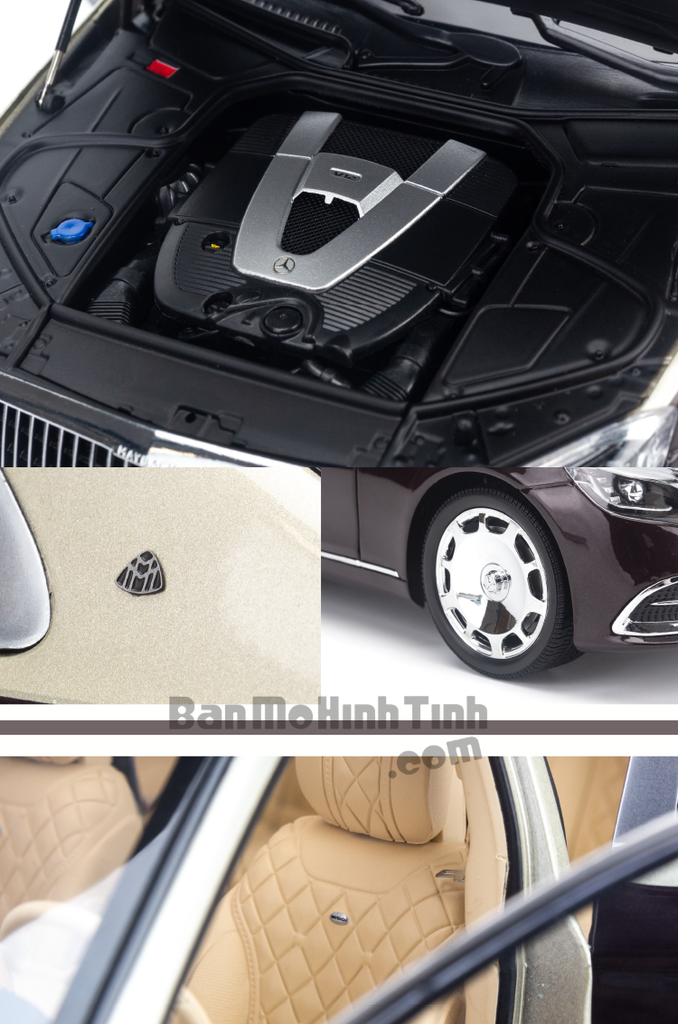 Mô hình xe sang Mercedes-Benz Maybach S650 2019 1:18 Almost Real Ruby Black/ Aragonite Silver