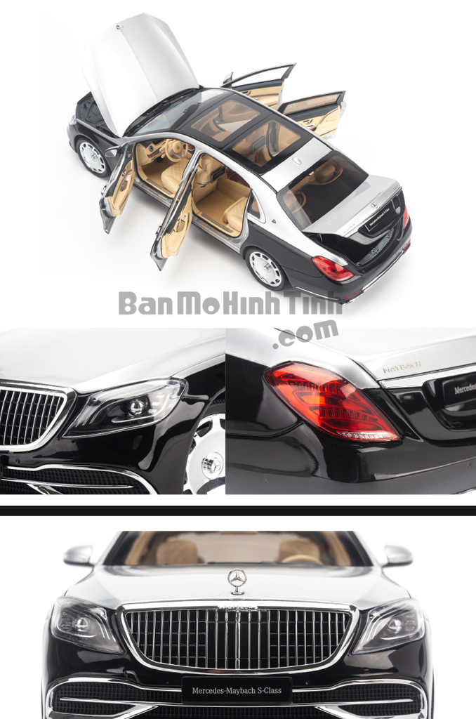 Mô hình xe sang Mercedes-Benz Maybach S650 2019 1:18 Almost Real Obsidian Black / Iridium Silver