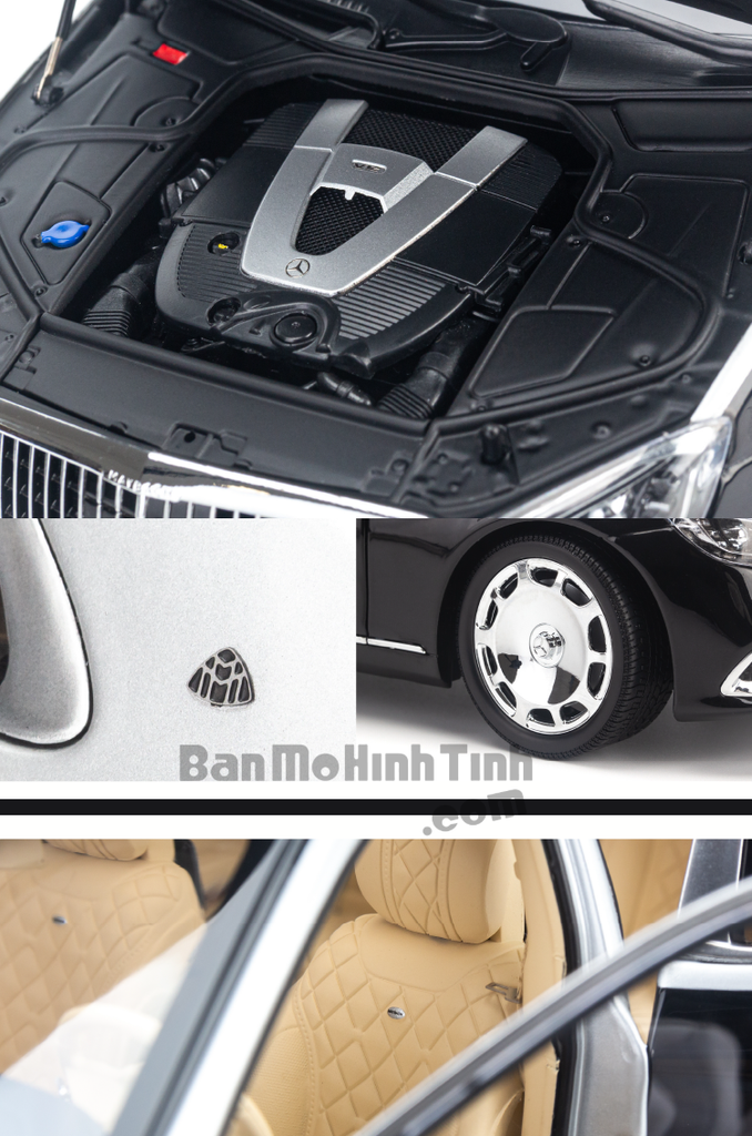 Mô hình xe sang Mercedes-Benz Maybach S650 2019 1:18 Almost Real Obsidian Black / Iridium Silver