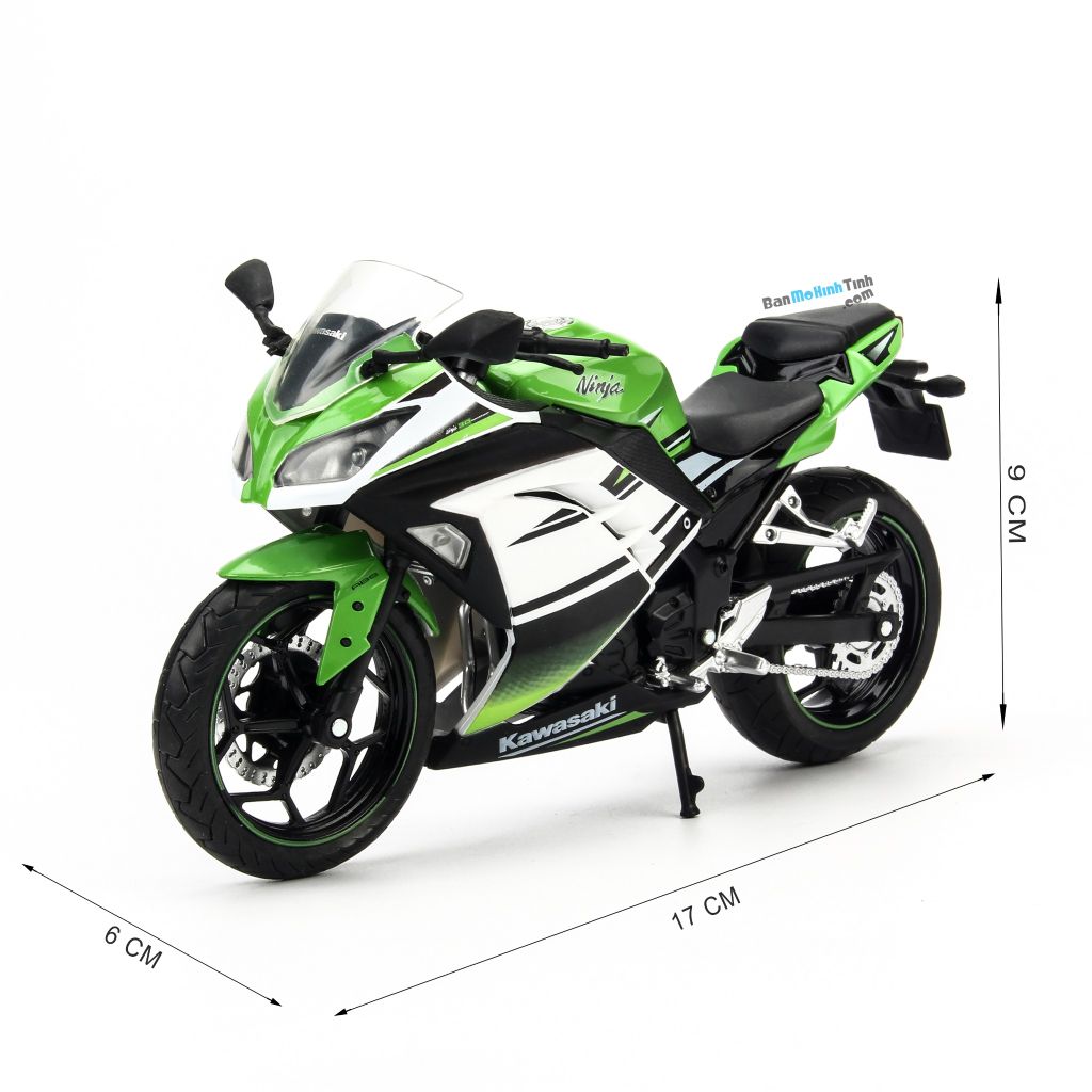 Mô hình xe mô tô Kawasaki Ninja 300 White - Green 1:12 Joycity