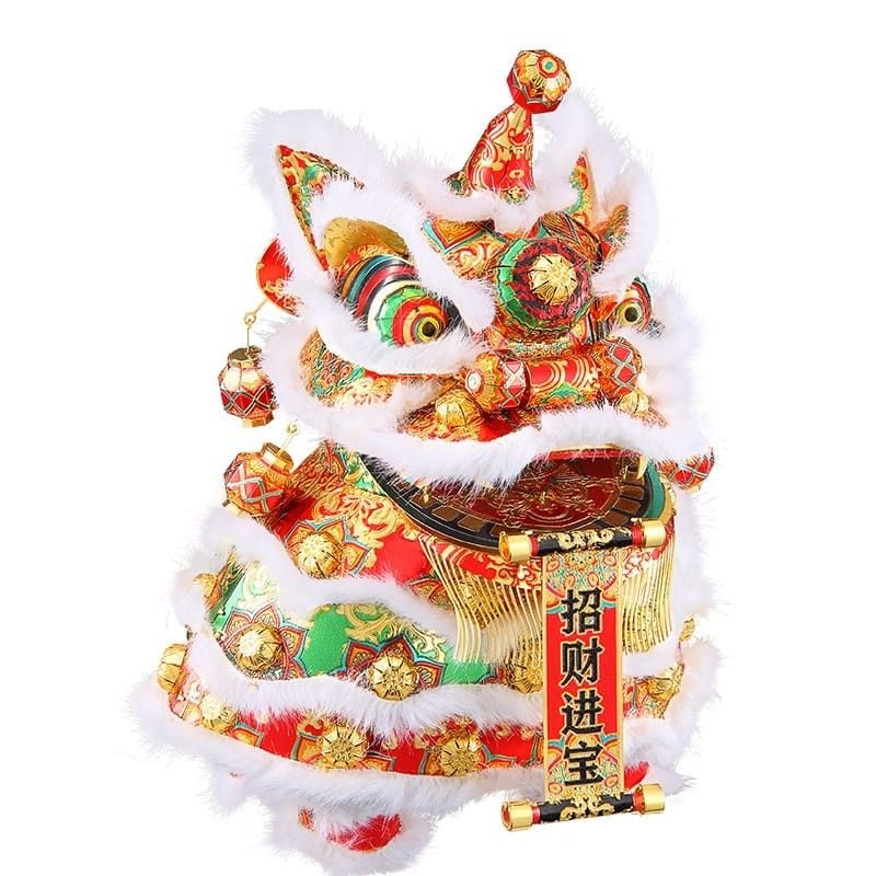 Mô hình kim loại lắp ráp 3D Dancing Lion (Con Lân) (White, Red, Yellow) Piececool MP831