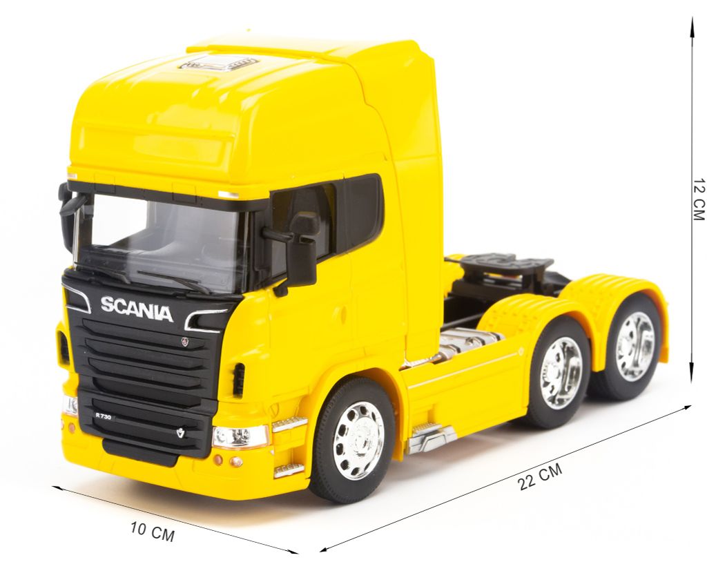 Mô hình đầu kéo Scania V8 R730 1:32 Welly Yellow