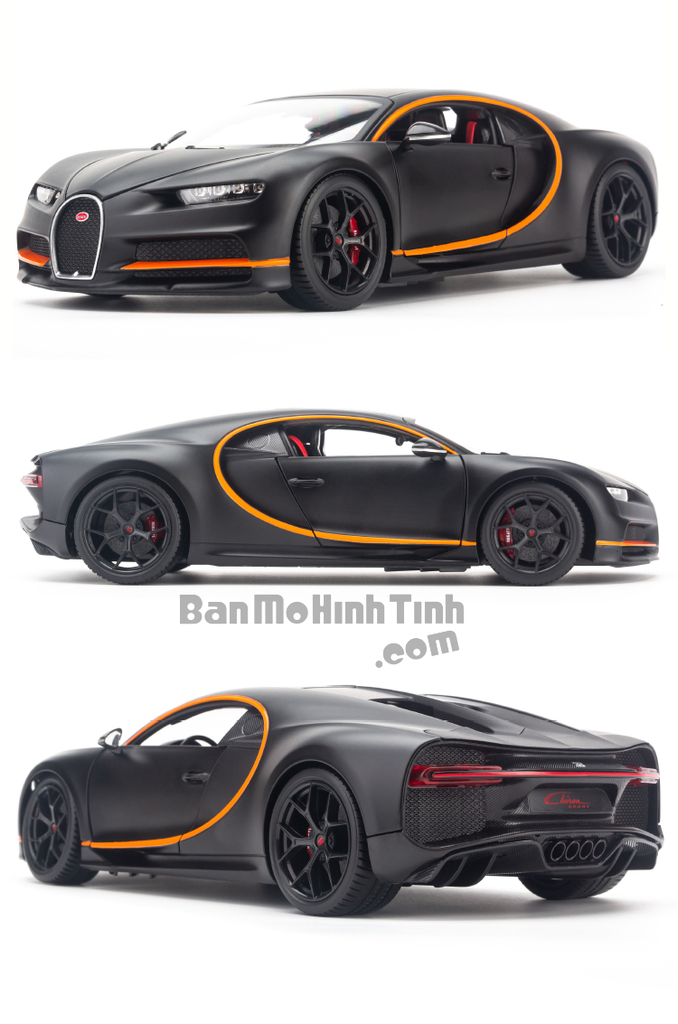 Mô hình xe Bugatti Chiron 42s Version 1:18 Bburago Matte Black