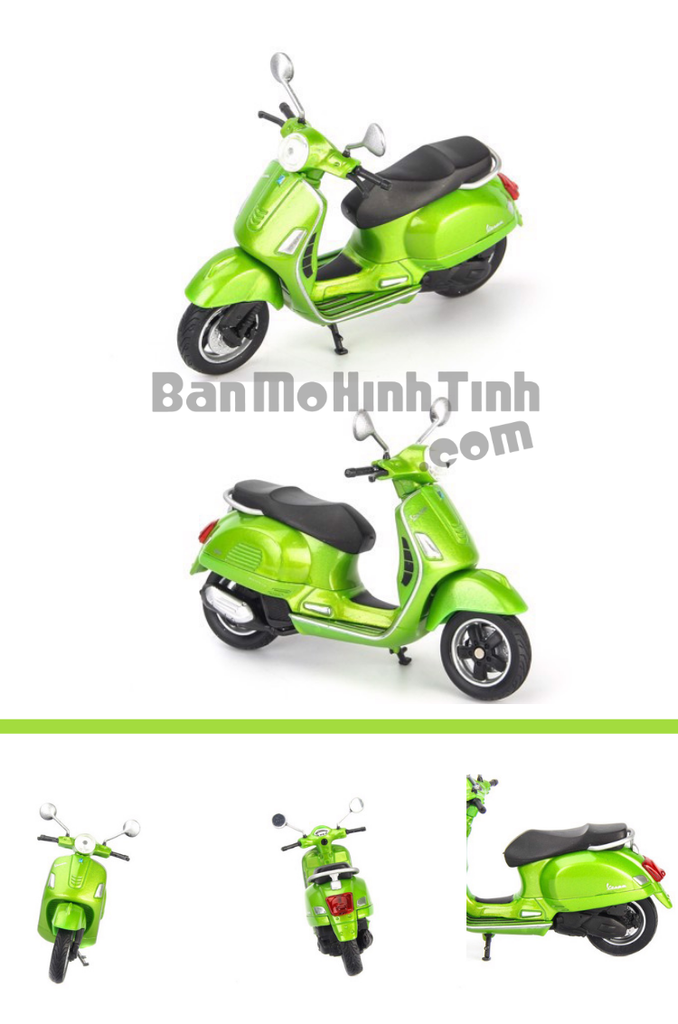 mô hình xe máy vespa gts 125cc 2017 1:18 welly green