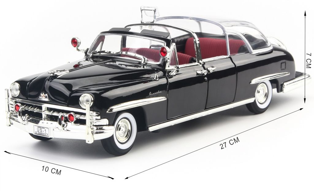 Mô hình xe 1950 Lincoln Cosmopolitian Bubble Top Black 1:24 Yat Ming