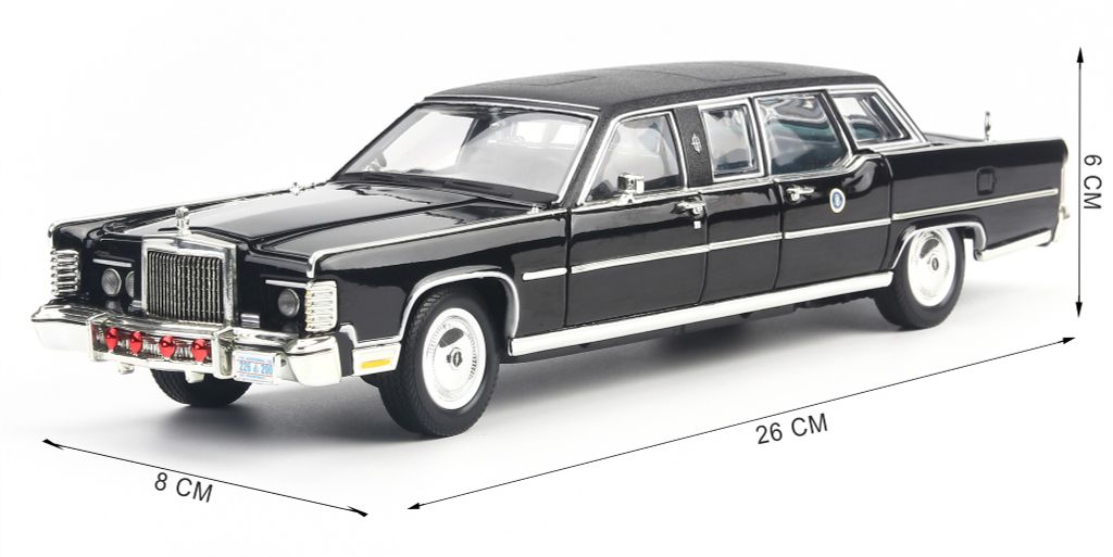 Mô hình xe cổ 1972 Lincoln Continental Reagan Car Black 1:24 – 
