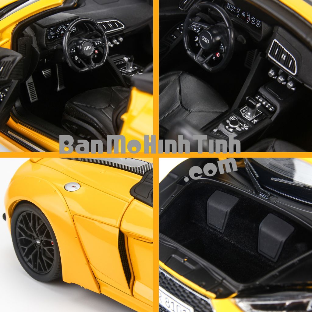 Mô hình siêu xe Audi R8 Spyder V10 Yellow 1:18 iScale