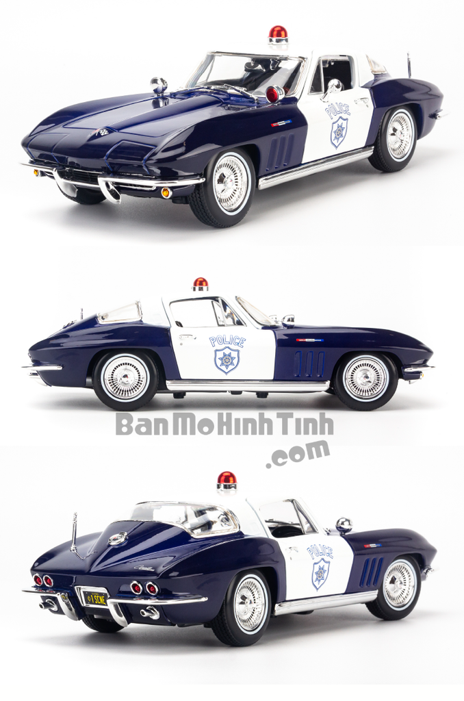 Mô hình xe cảnh sát Chevrolet Corvette 1965 Police 1:18 Maisto