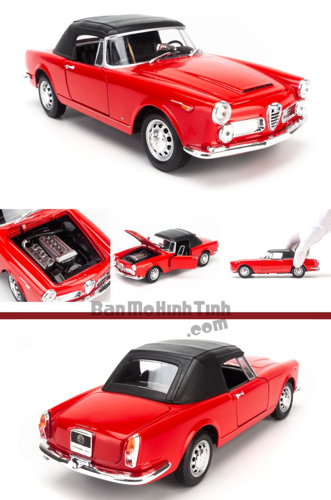 Mô hình xe cổ Alfa Romeo Spider 2600 1960 Soft Top 1:24 Welly