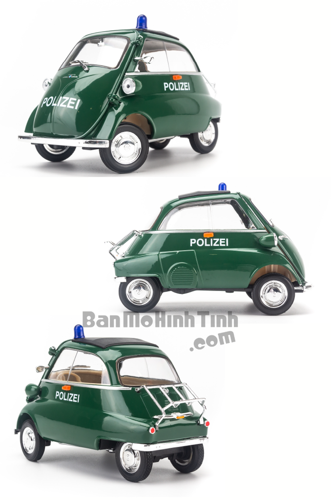 Mô hình xe cổ BMW Isetta 1:18 Welly Green Germany Police