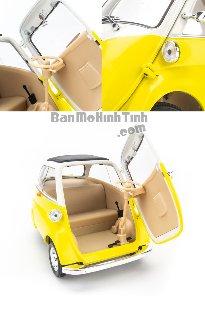 Mô hình xe cổ BMW Isetta 1:18 Welly Yellow
