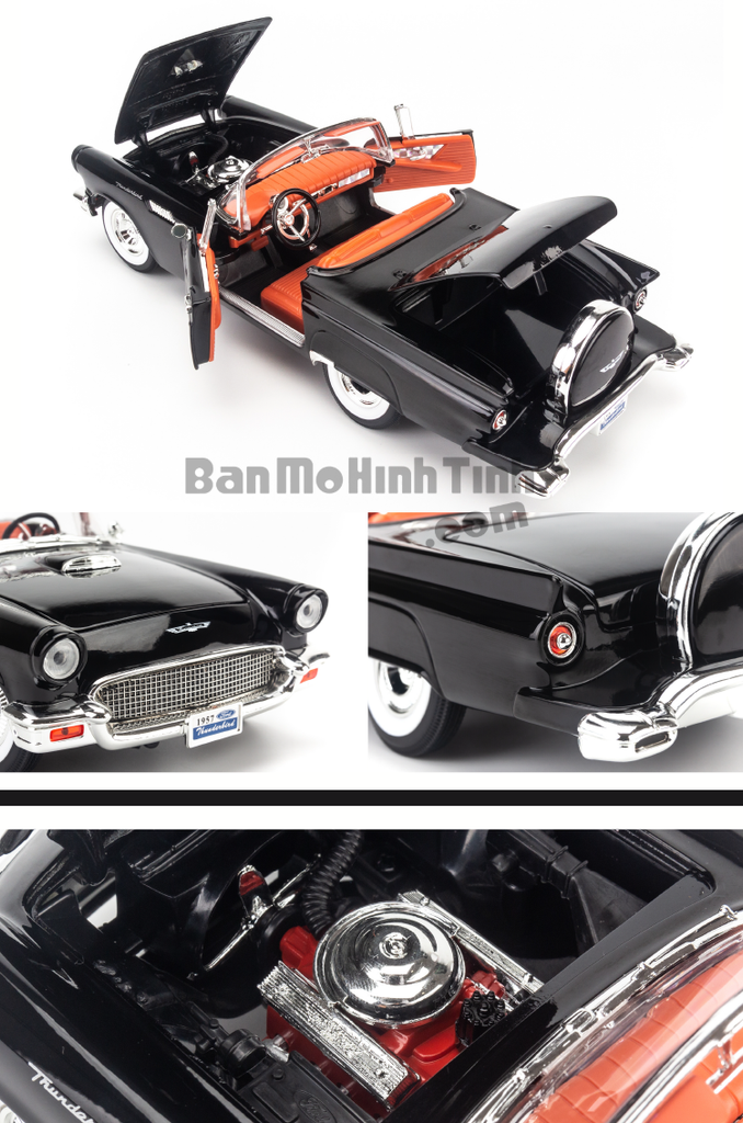 Mô hình xe cổ Ford Thunderbird 1957 1:18 Yat ming Black