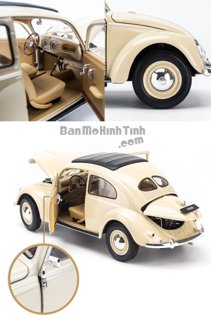 Mô hình xe Volkswagen Classic Beetle 1:18 Welly Cream