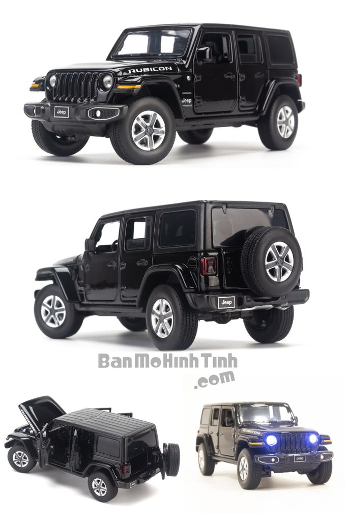 Mô hình xe Jeep Wrangler Sahara 1:32 Jackiekim Black