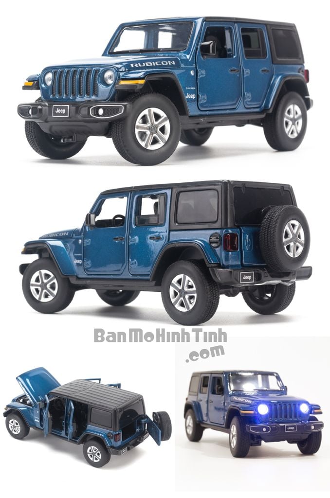 Mô hình xe Jeep Wrangler Sahara 1:32 Jackiekim Blue