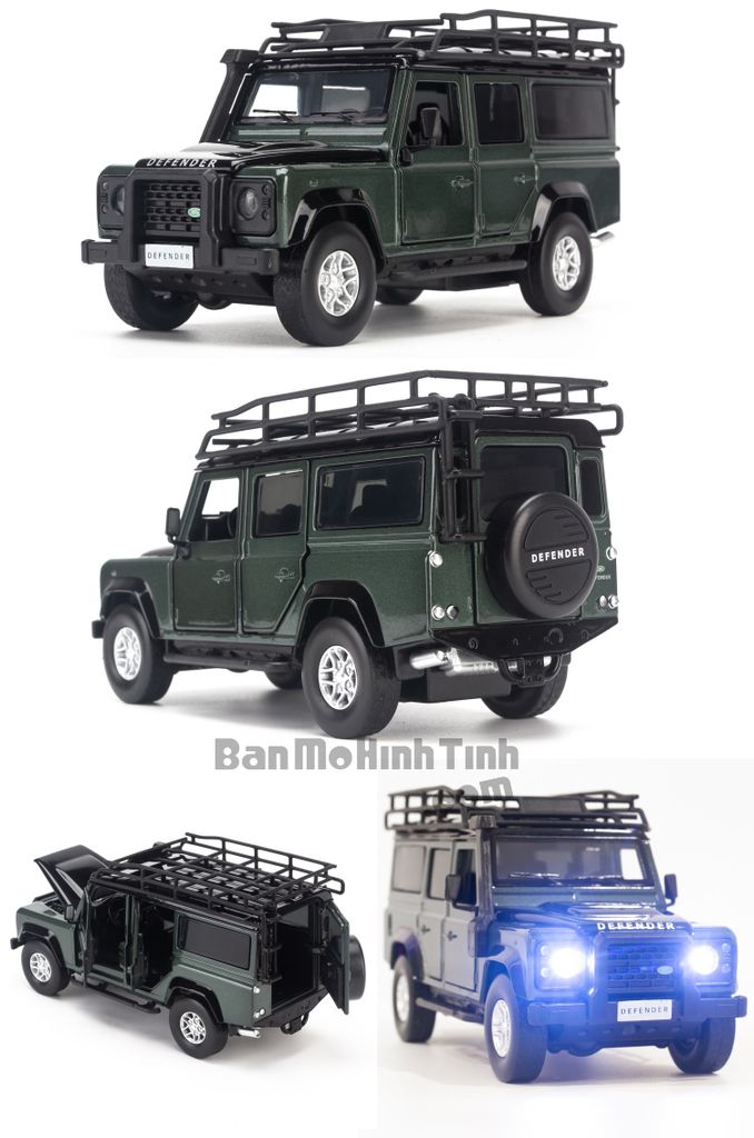 Mô hình xe địa hình Land Rover Defender 1:32 Jackiekim Dark Green