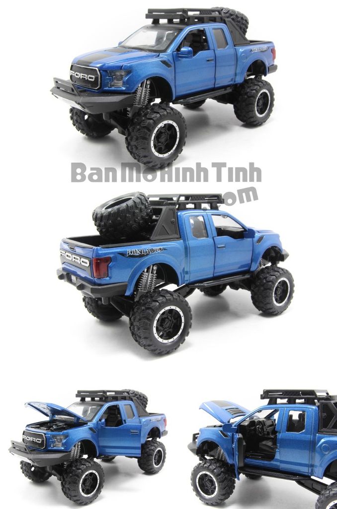 Mô hình xe Ford F-150 Raptor Off-Road Kings 2017 Blue 1:32 Miniauto