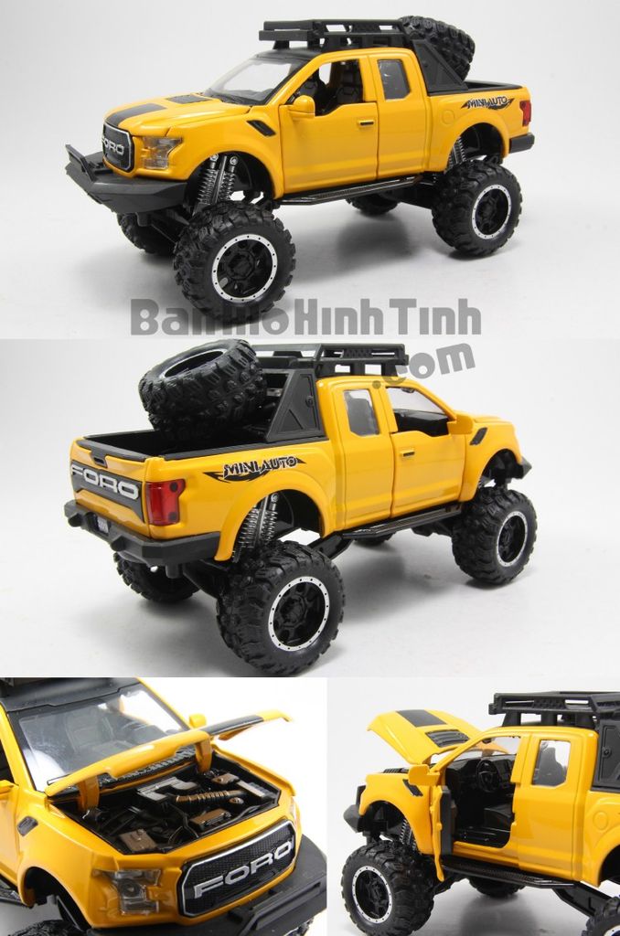 Mô hình xe Ford F-150 Raptor Off-Road Kings 2017 Yellow 1:32 Miniauto