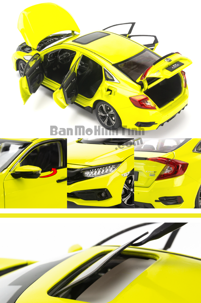 Mô hình xe Honda Civic 2019 1:18 Paudi Light Green