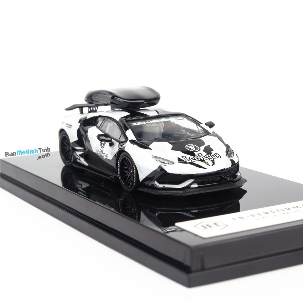 Mô hình siêu xe Lamborghini Huracan LeoVegas 1:64 JEC white/black