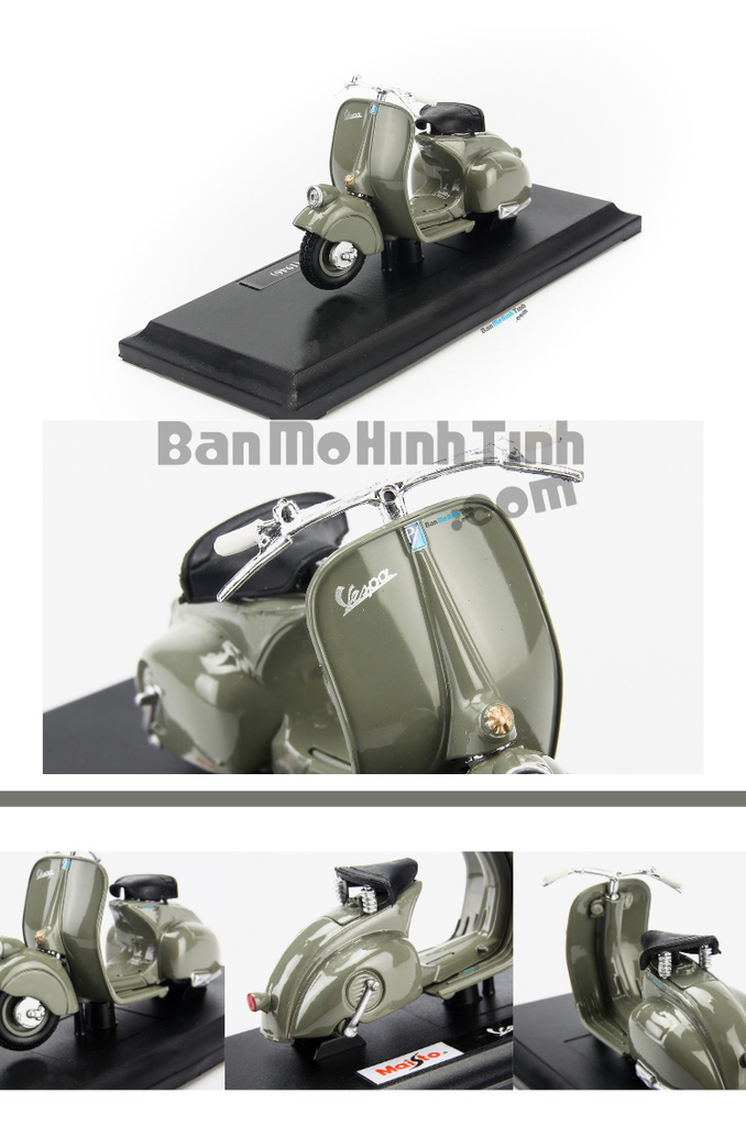 mô hình xe máy vespa cổ 98 1946 1:18 maisto gray