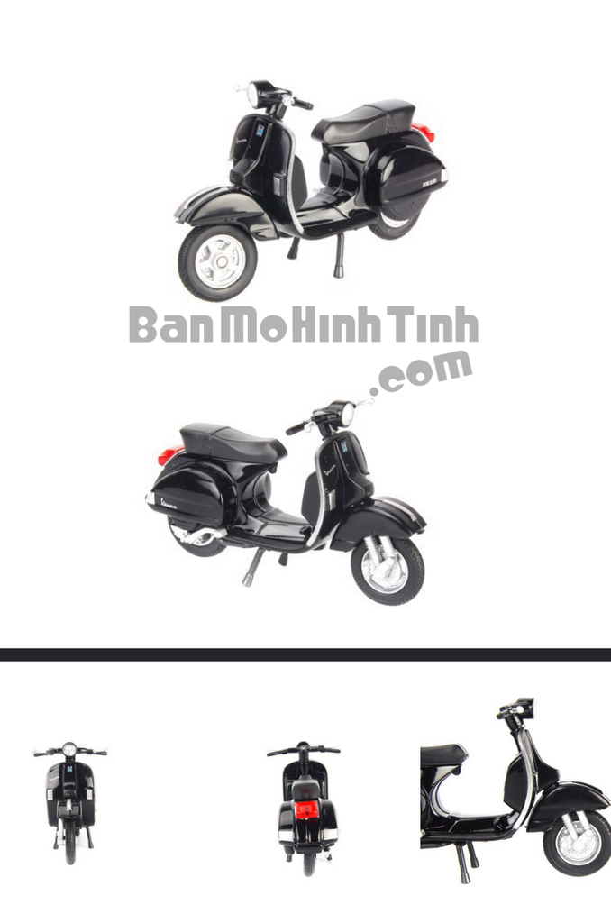 mô hình xe máy vespa px 2016 1:18 welly black