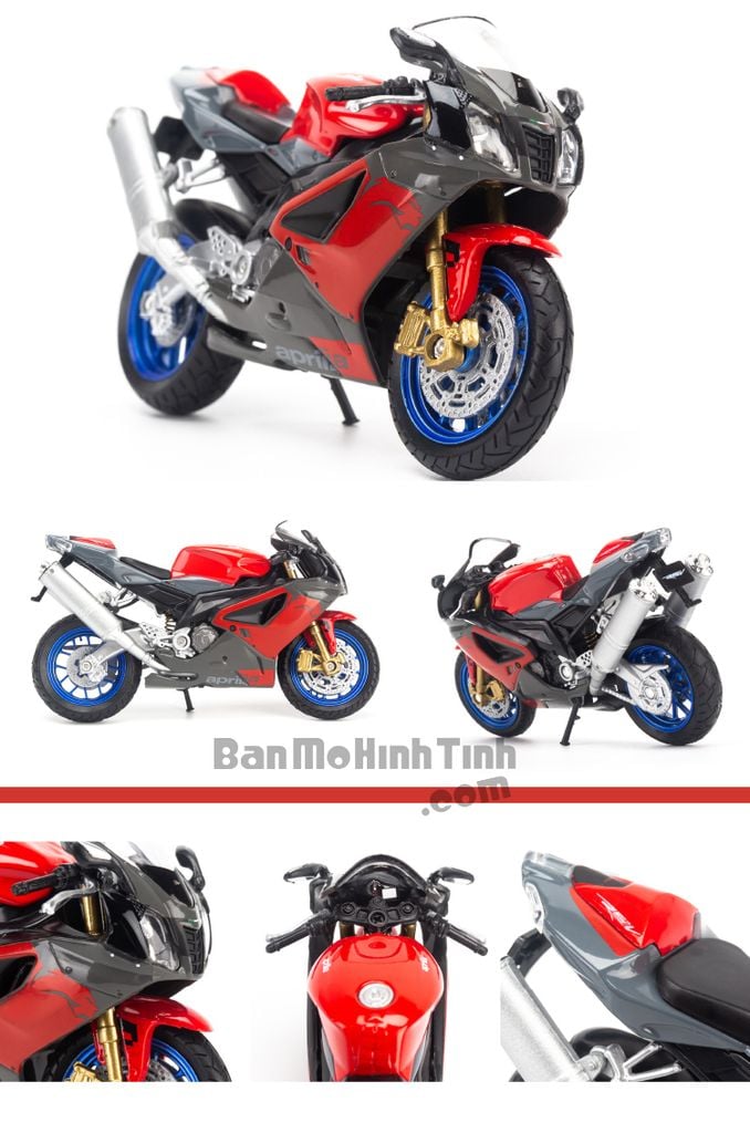 Mô hình xe mô tô Aprilia RSV 1000R 1:18 Welly Red