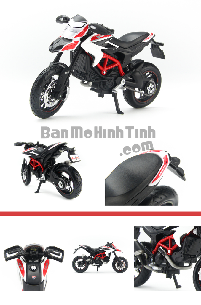mô hình xe moto ducati hypermotard sp 1:18 maisto white