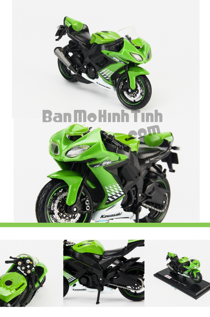 mô hình xe moto kawasaki ninja zx-10r 1:18 maisto green
