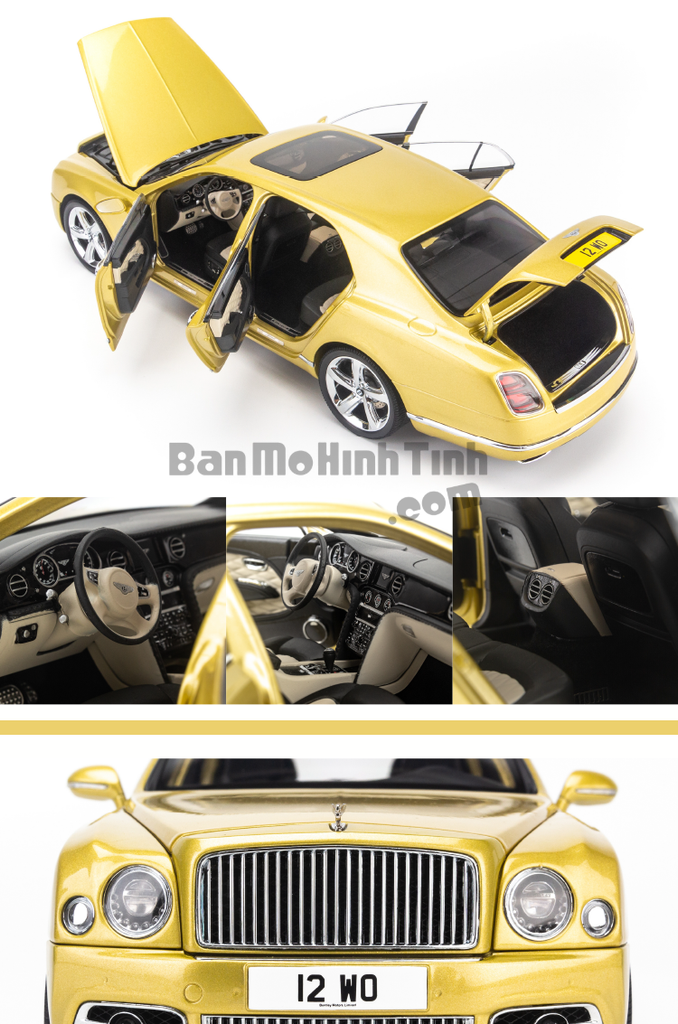 Mô hình xe sang Bentley Mulsanne 1:18 Almost Real Yellow