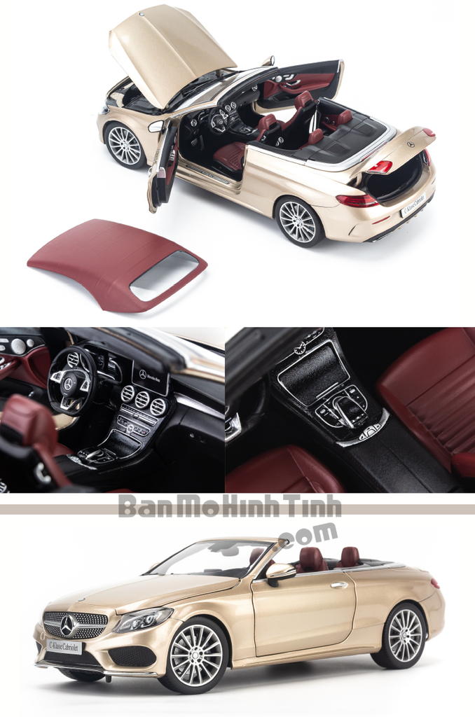 Mô hình xe thể thao Mercedes-Benz C250 Cabriolet 1:18 Iscale Gold
