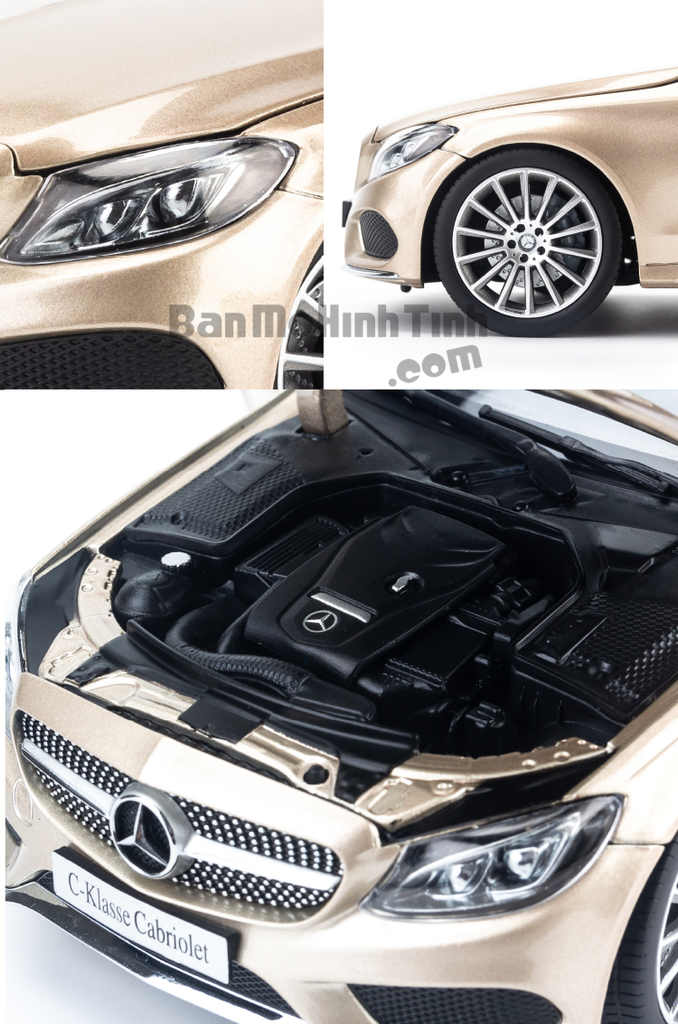 Mô hình xe thể thao Mercedes-Benz C250 Cabriolet 1:18 Iscale Gold