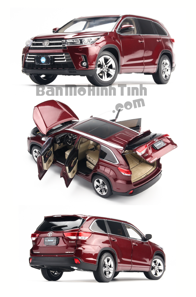Mô hình xe Toyota Highlander 2018 Red 1:18 Paudi