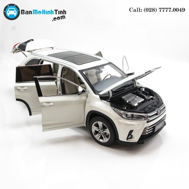 Mô hình xe Toyota Highlander 2018 White 1:18 Paudi