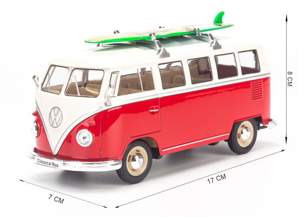 Mô hình xe Volkswagen T1 Bus (1963) With Surf Board 1:24 Welly
