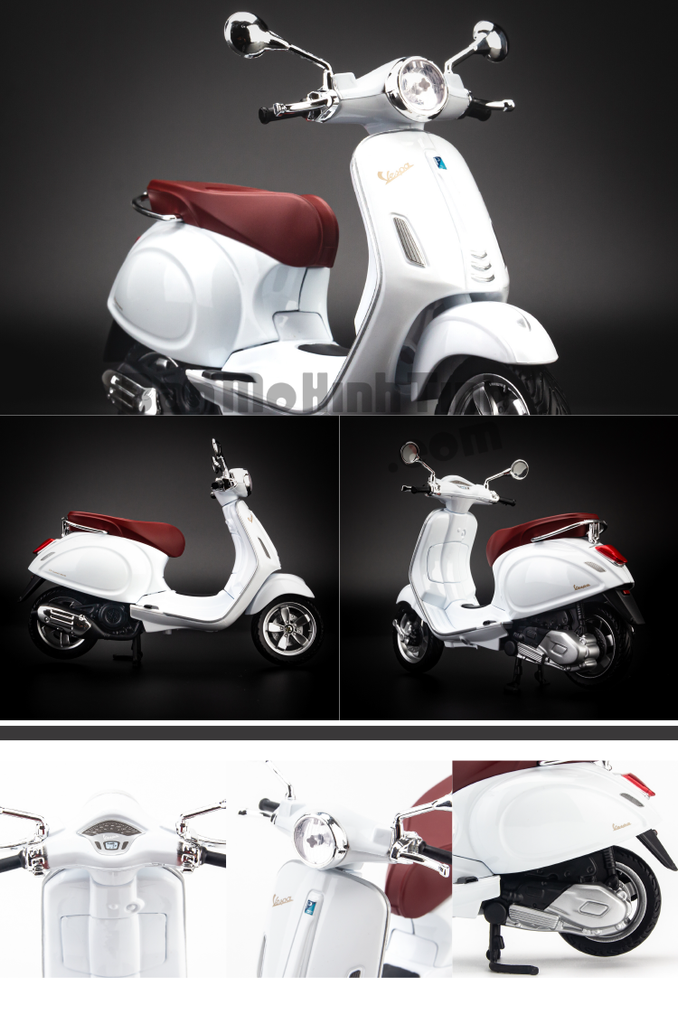 mô hình xe máy vespa primavera 150 1:12 maisto white